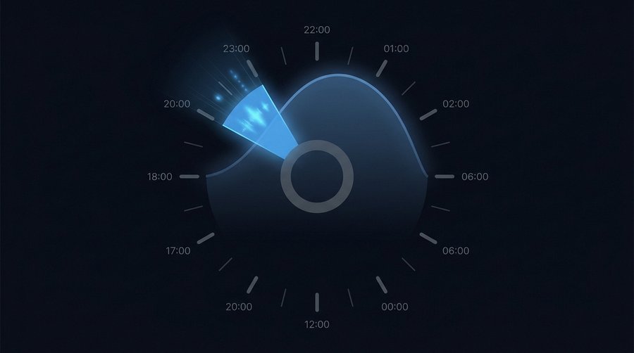 24-hour clock diagram showing melatonin production curve and ALAN suppression zone