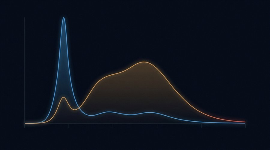 Spectral power distribution comparison between cool white 5000K LED and warm 2700K LED