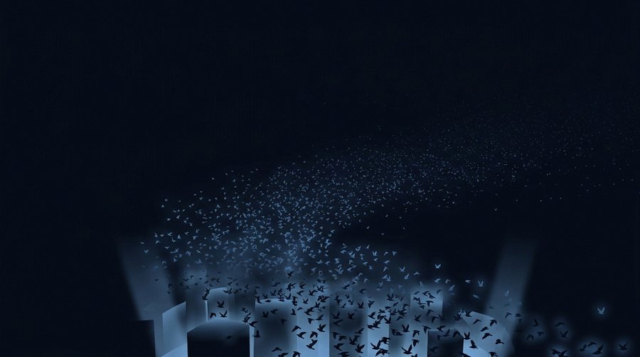 Abstract data illustration showing the scale of annual bird mortality from ALAN in Europe